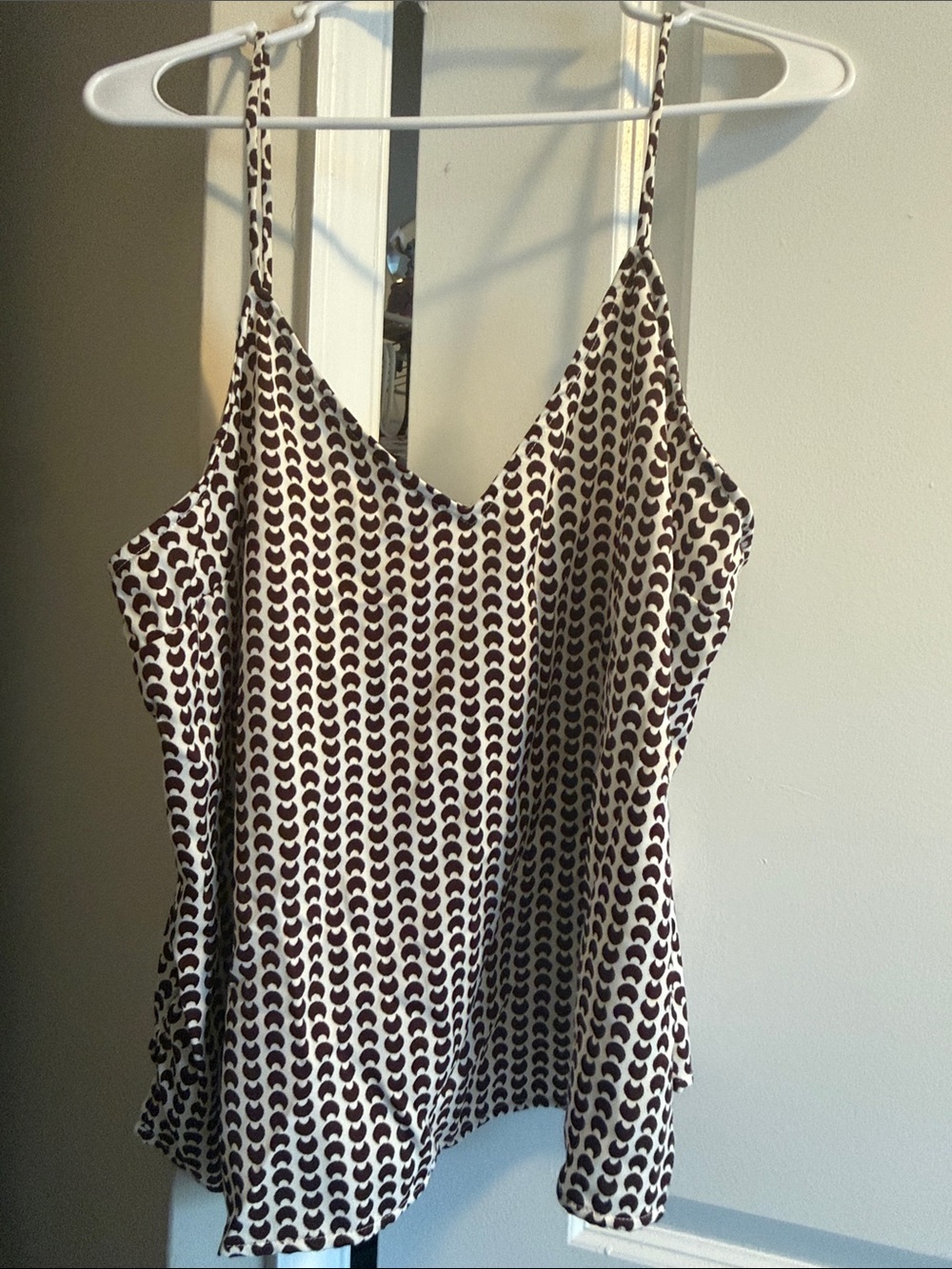 Womens Brown & Cream Patterned V-Neck Cami Top